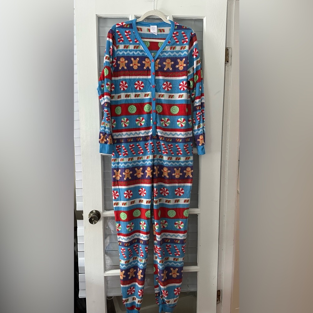 Secret Treasures Women’s L (12-14) Blue Candy Gingerbread Man Pajamas | SKU 0441